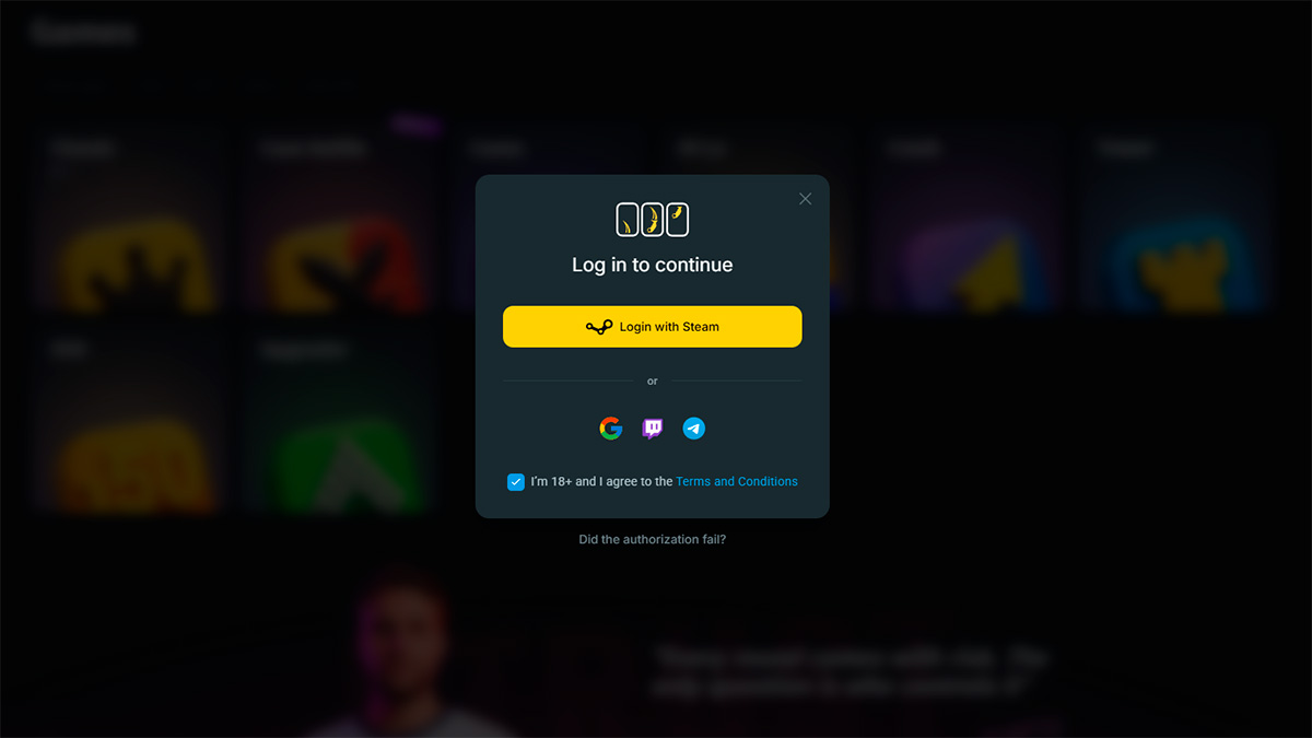 Authorization on CSGOFAST