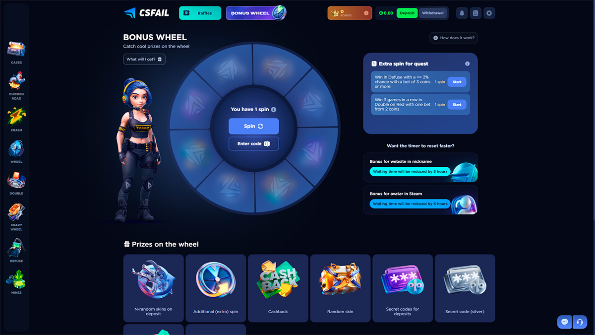 Bonus Wheel on CSFAIL