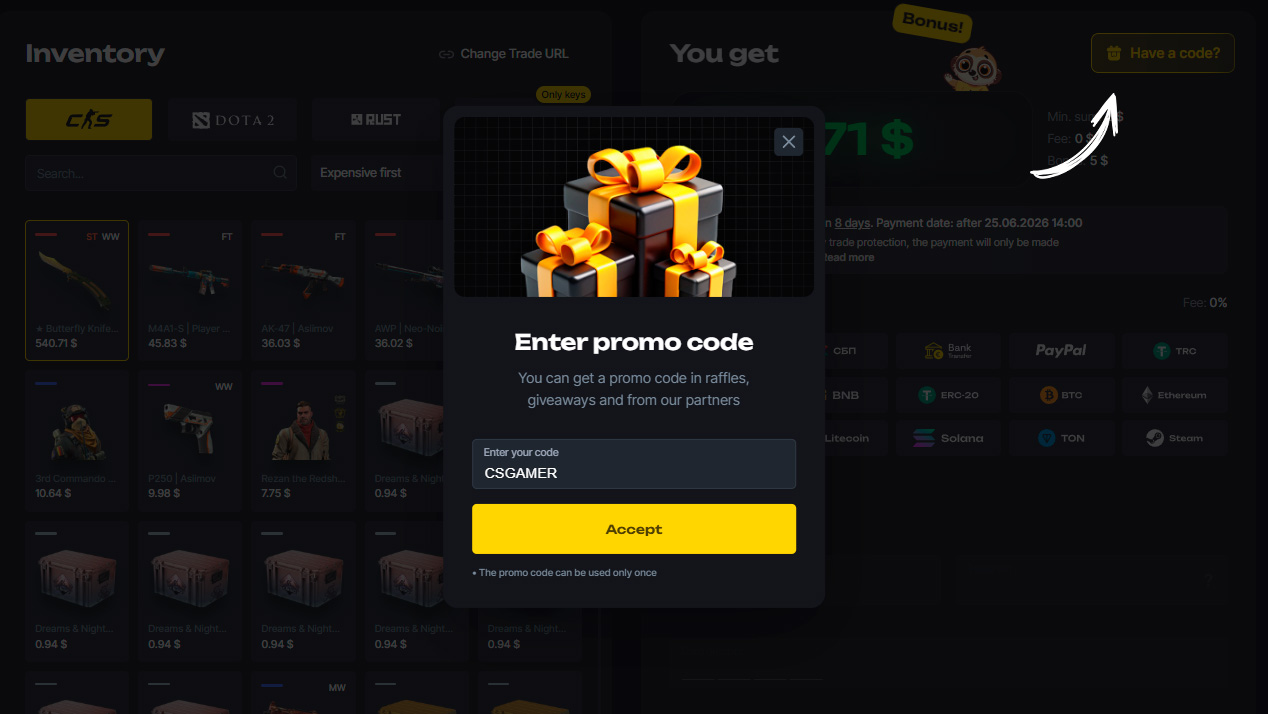 Bonuses for Selling Skins on Avan.Market