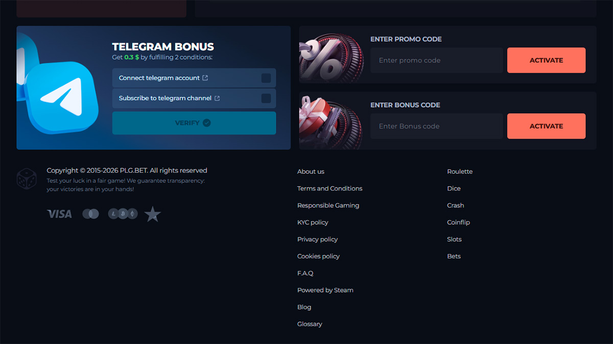Bonuses on PLG.BET (CSGOPOLYGON)