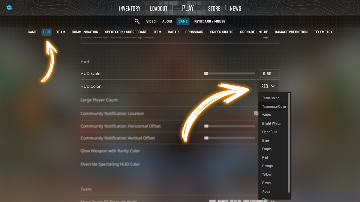 Change HUD Interface Color via CS2 Settings