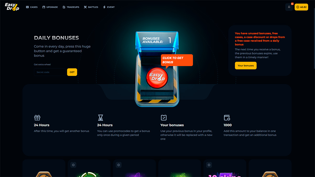 Daily Bonuses on EasyDrop