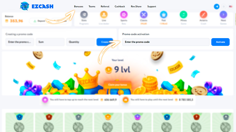 How to activate a promocode on EZCASH