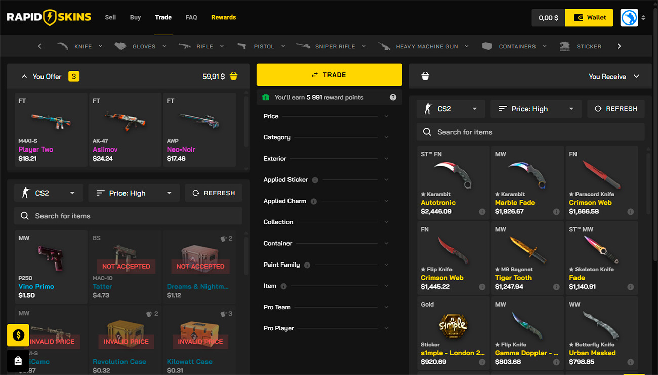 RapidSkins — Crypto-Oriented Exchange (Operating since 2022)