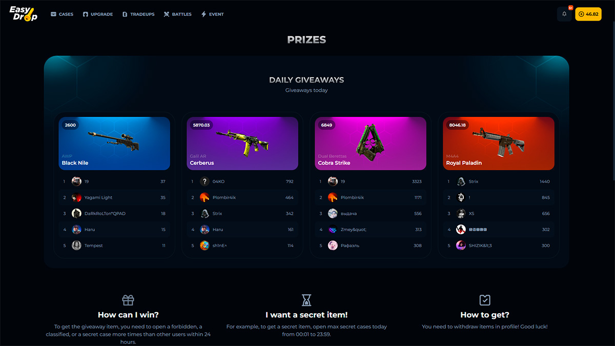 Skin Giveaways on EasyDrop