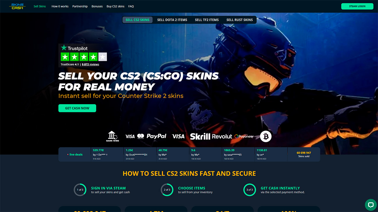 Skins.Cash — Operating since 2016